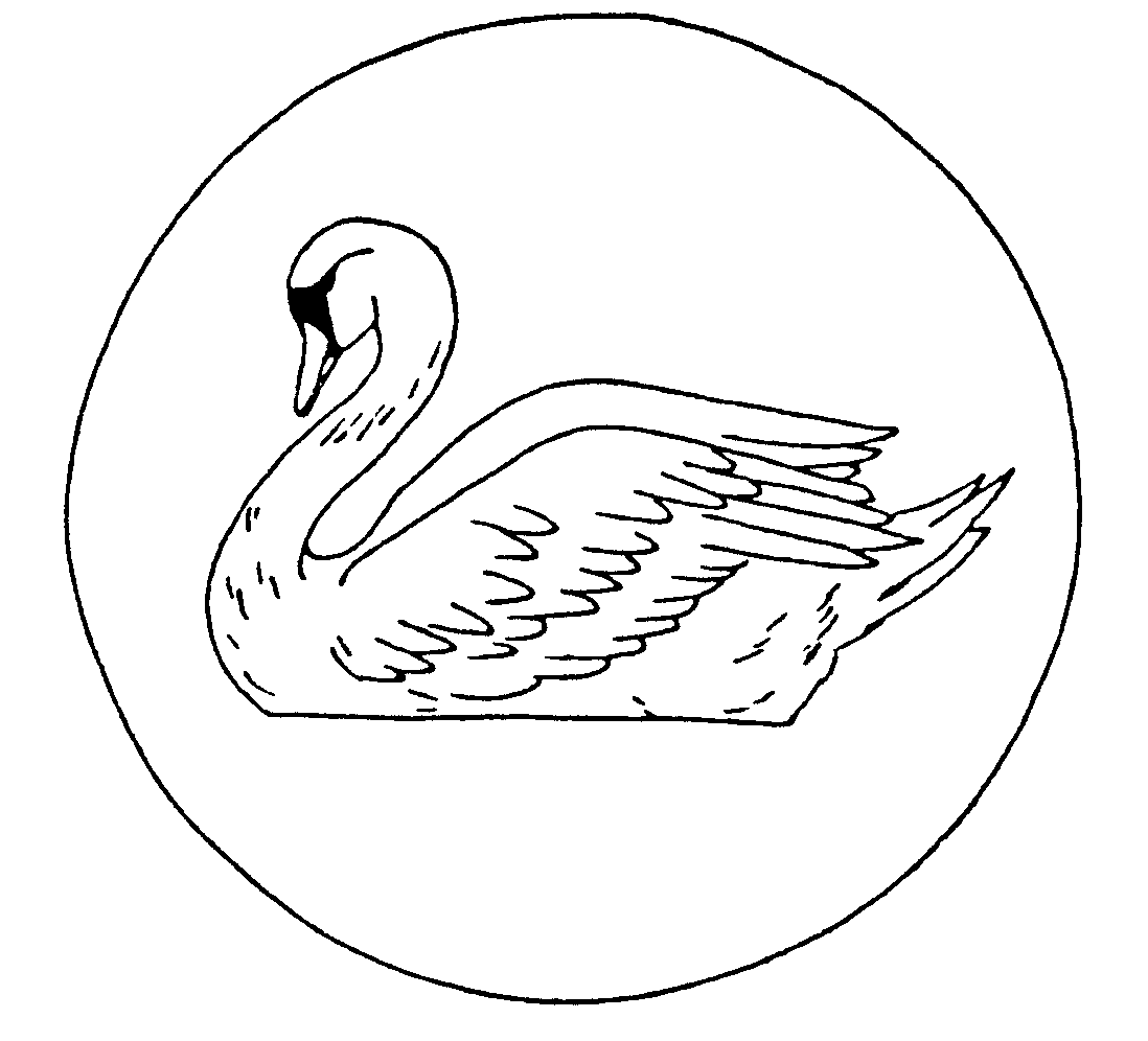 Лебедь контурный рисунок